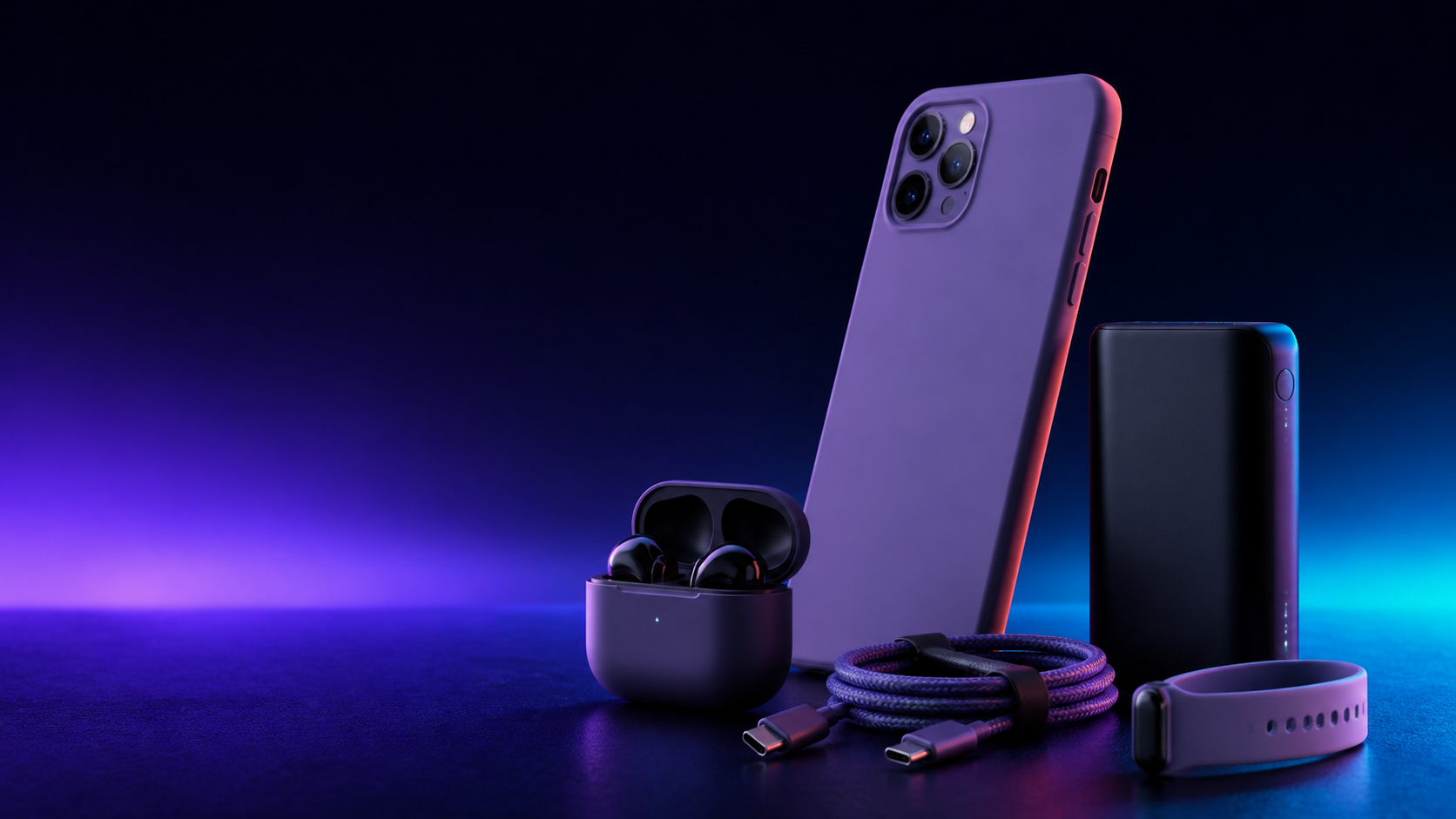 Premium phone, earbuds, power bank, cable and watch band